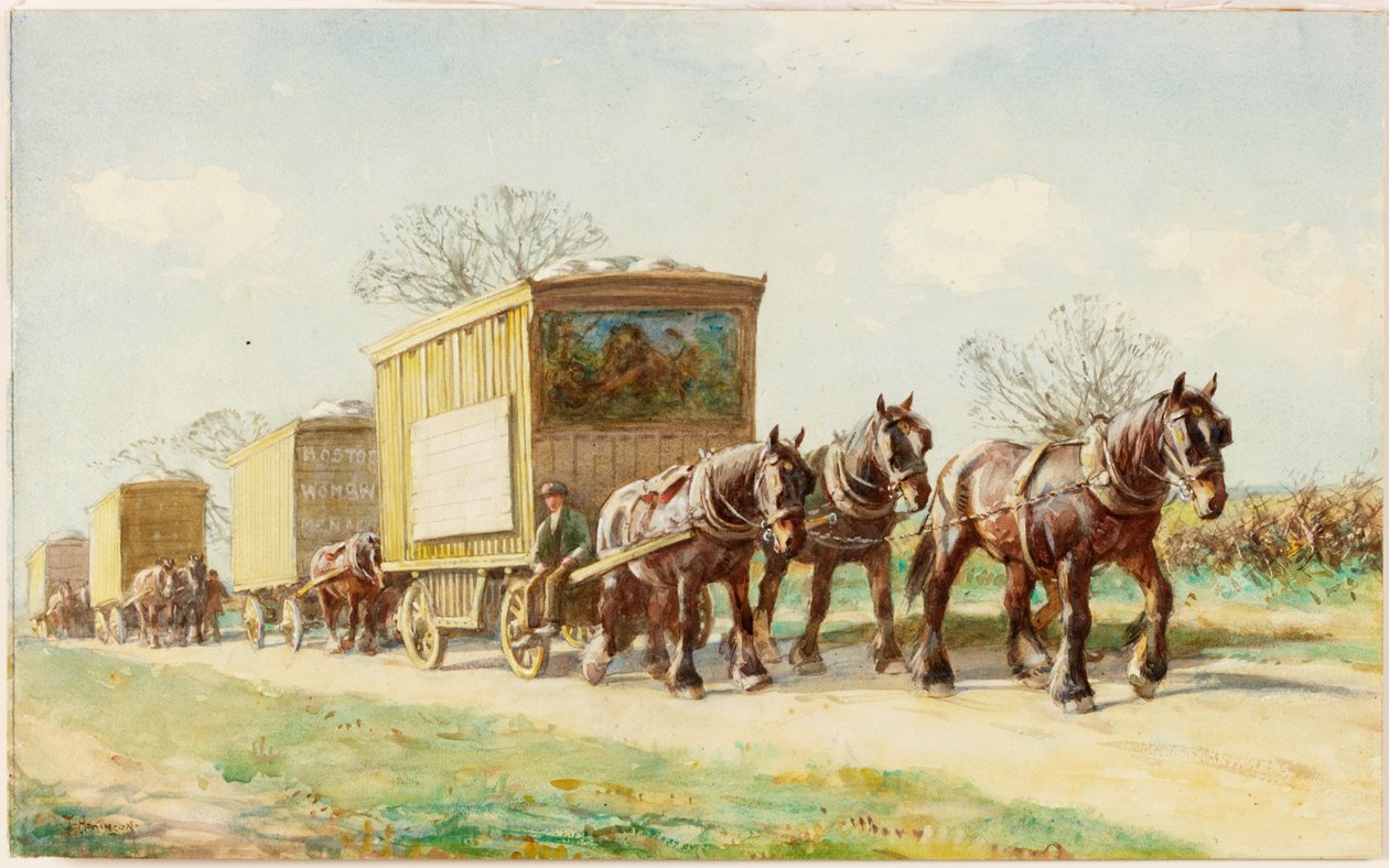 Reisende Menagerie auf der Straße von John Atkinson