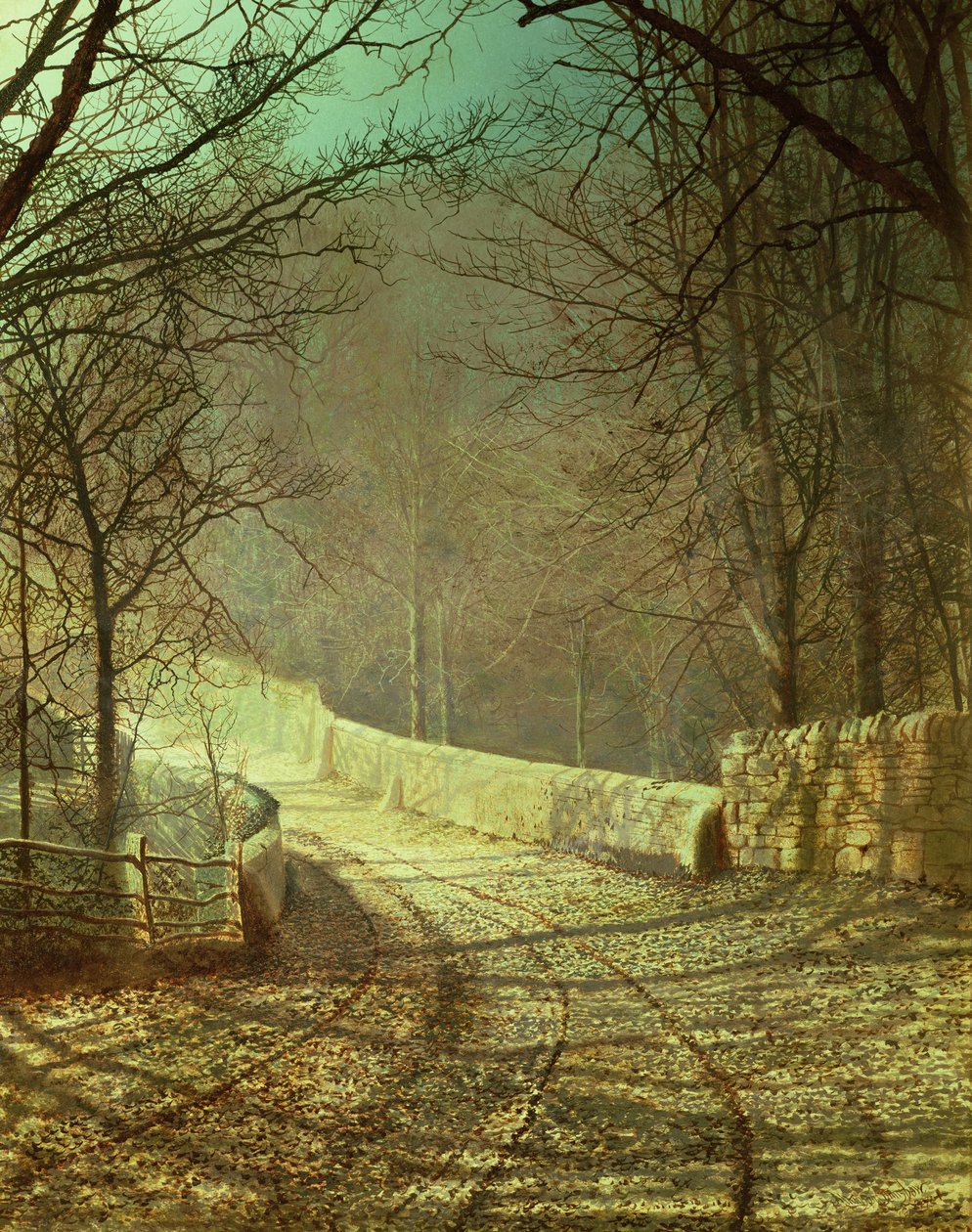 Sonnenschein durch Winterbäume von John Atkinson Grimshaw