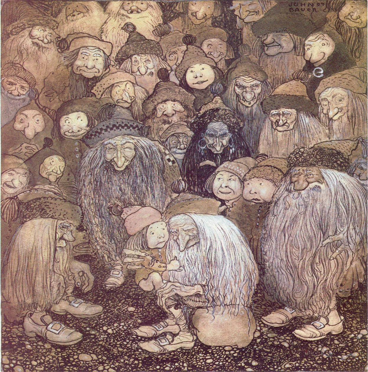 Aber wie komme ich in den Berg hinein, fragte der Gnomenjunge von John Bauer