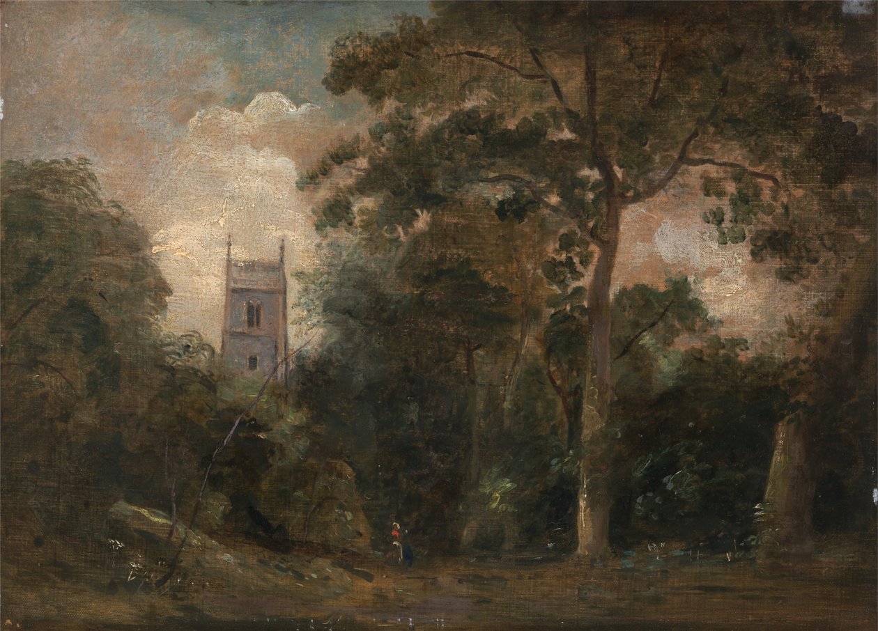 Eine Kirche in den Bäumen von John Constable