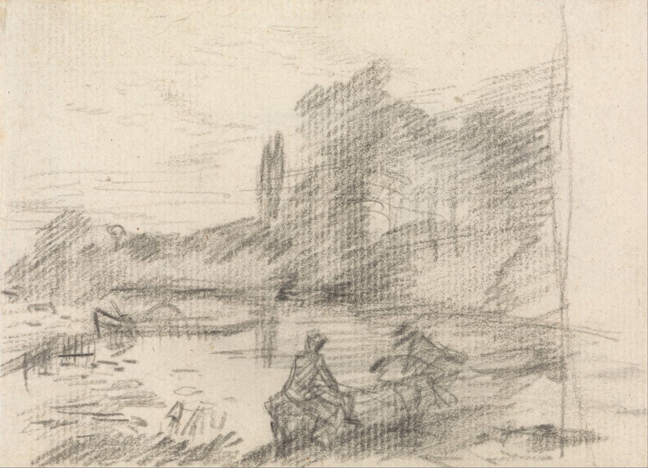 Zwei Figuren an einem Fluss von John Constable