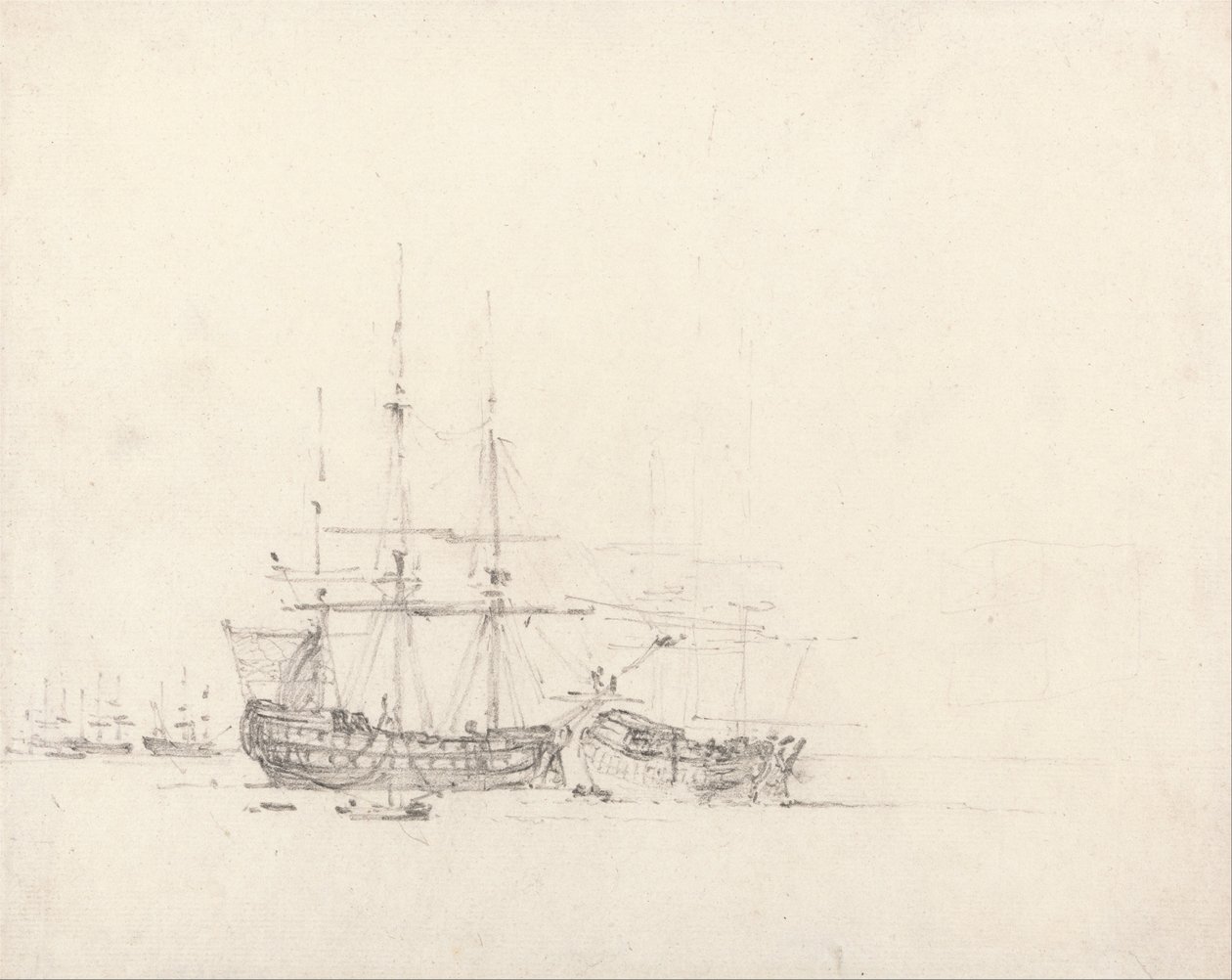 Zwei Schiffe vor Anker von John Constable