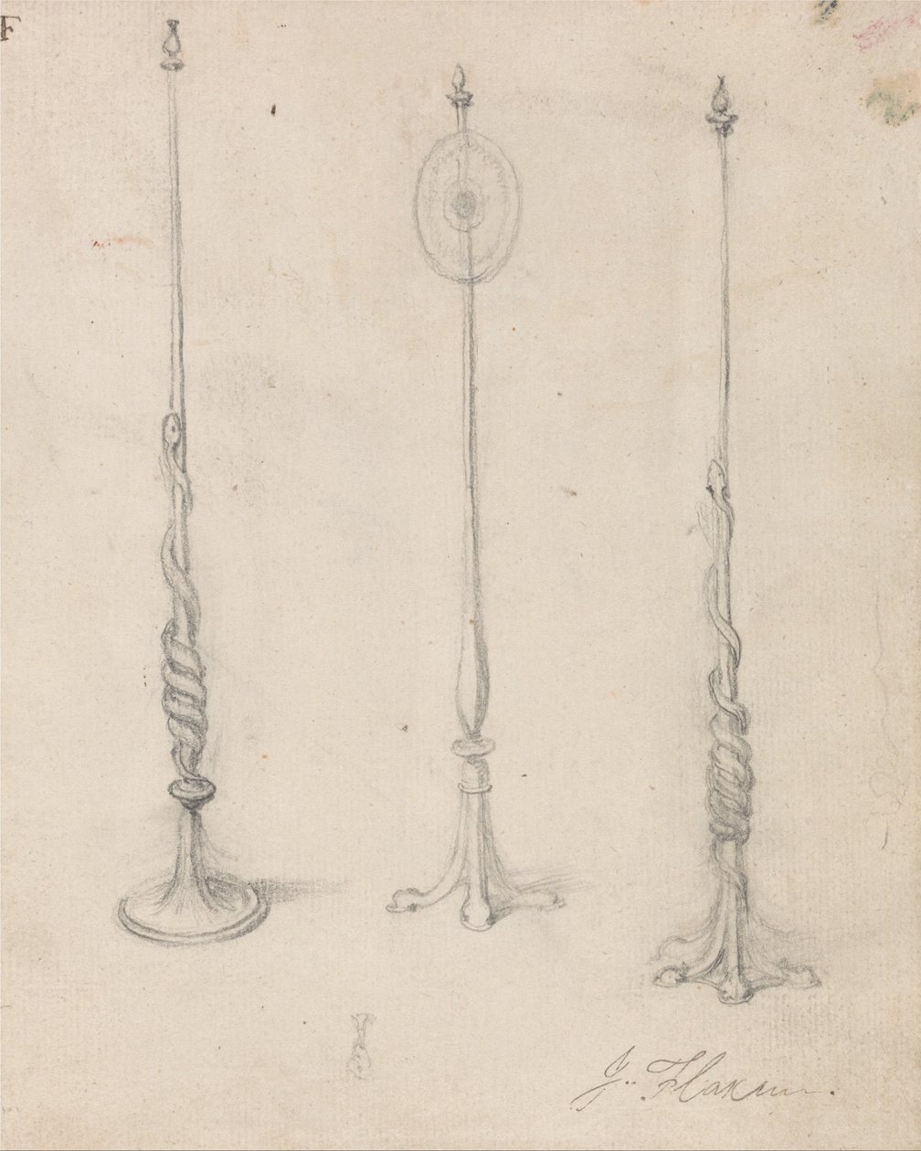 Studie von drei Lampenständern von John Flaxman