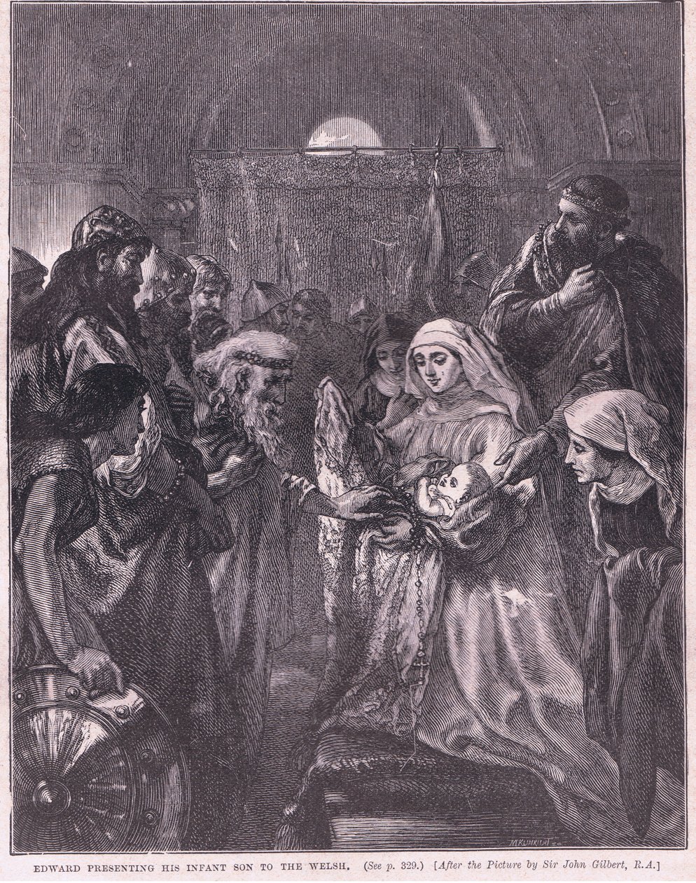Edward stellt seinen neugeborenen Sohn den Walisern vor, 1282 n. Chr. von John Gilbert