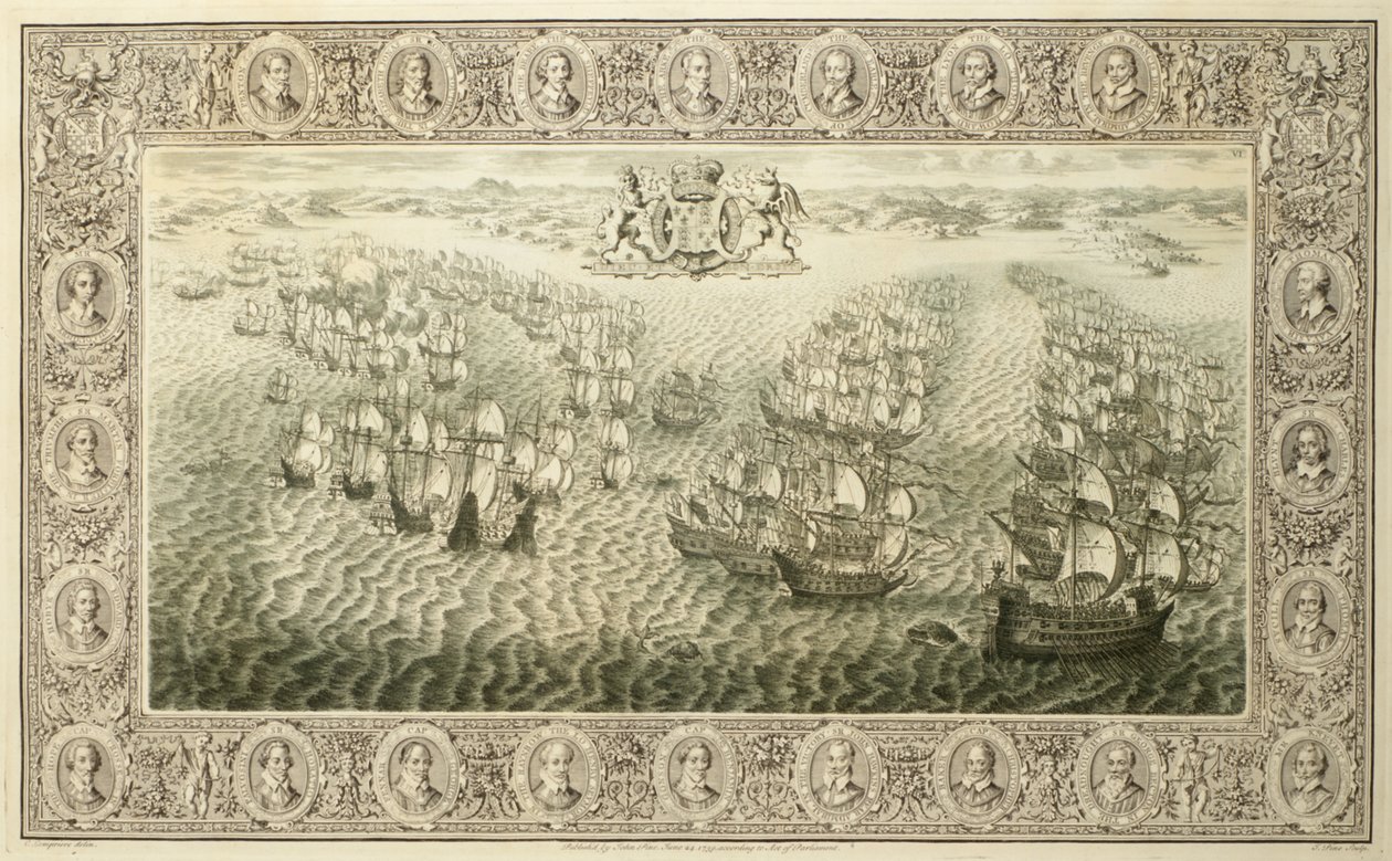 Armada (Gravur von einem Wandteppich), 1739 von John Pine