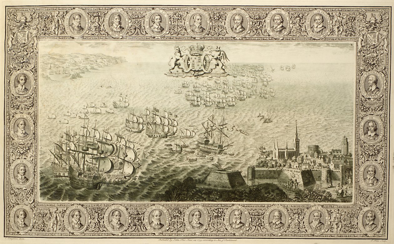 Armada (Gravur von einem Wandteppich), 1739 von John Pine