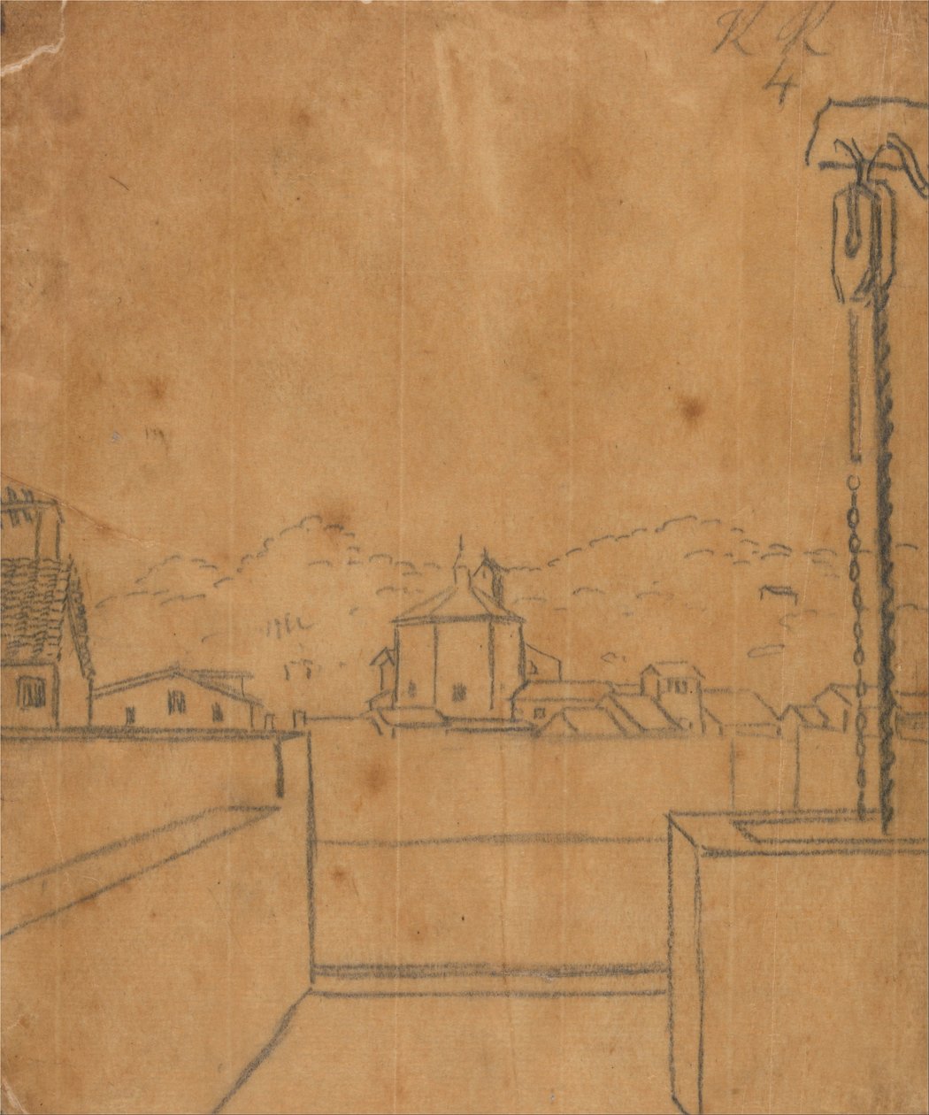 Dachansicht eines Baptisteriums von John Robert Cozens