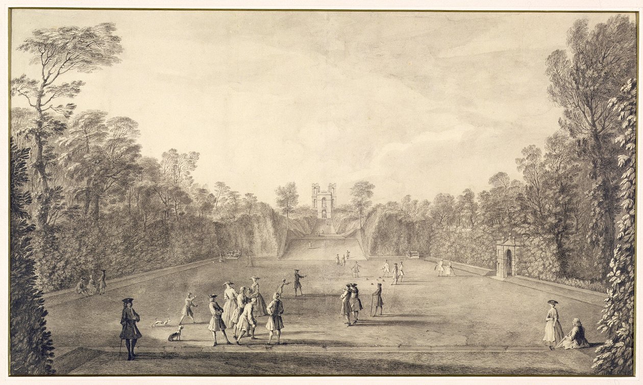 Der Bowling Green in Claremont, 1738 von John Rocque