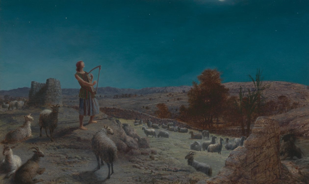 David, der zukünftige König von Israel, als Hirte in Bethlehem von John Rogers Herbert