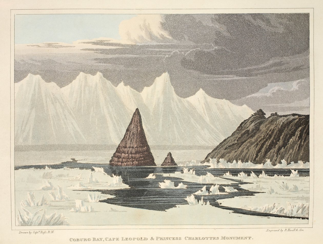 Coburg Bay, Cape Leopold und Princess Charlotte Monument, Illustration aus 