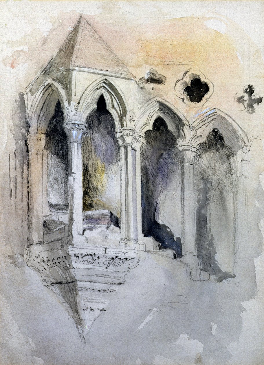 Eine gotische Treppe in der Kathedrale von Chester von John Ruskin