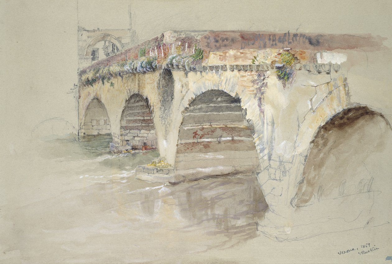 Die Ponte della Pietra, Verona, 14. - 17. Juni 1869 von John Ruskin