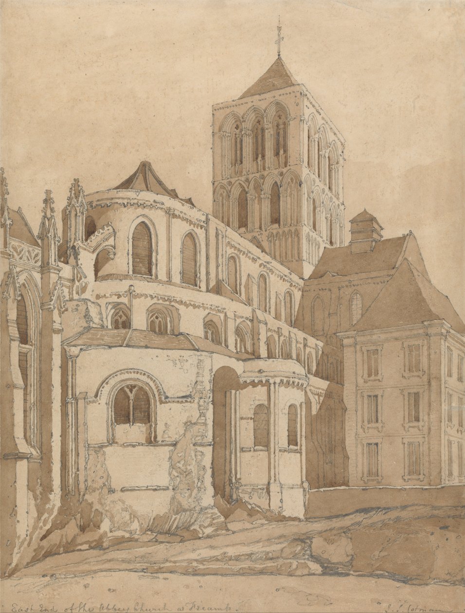 Abteikirche in Fécamp, Normandie von John Sell Cotman