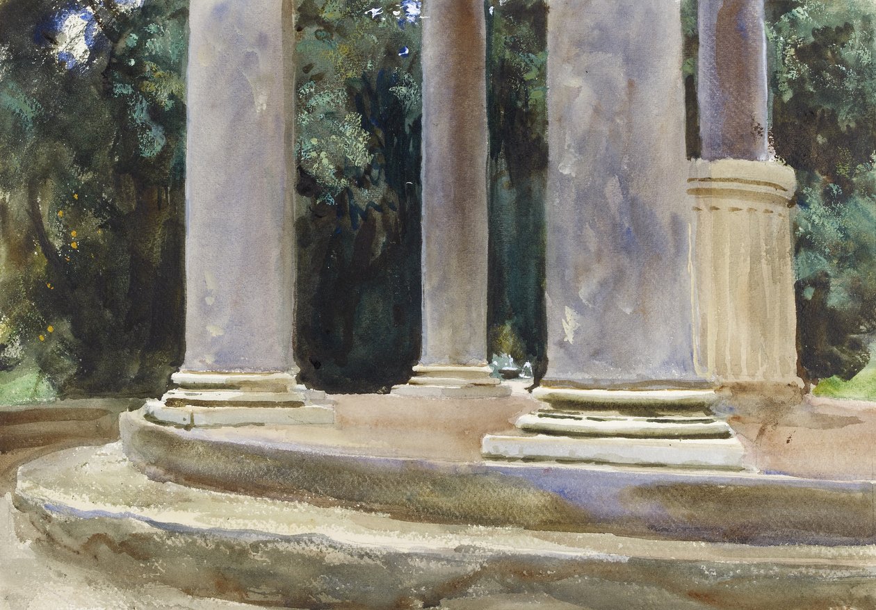 Ein Blick zwischen den Säulen eines Tempietto von John Singer Sargent