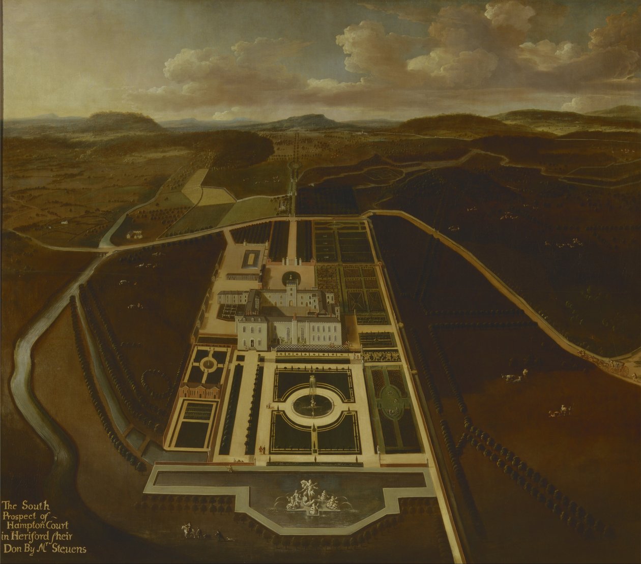 Südansicht von Hampton Court, Herefordshire von John Stevens