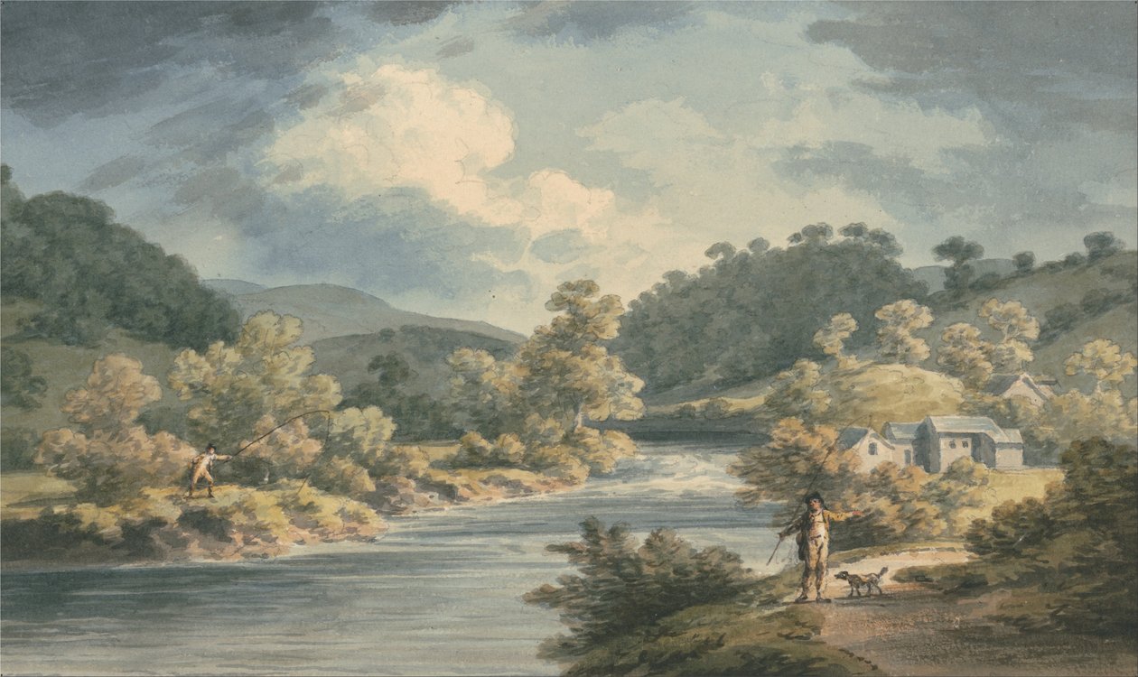 Ein Fischer im Tal von Myfod, Standort des Palastes der Prinzessin von Powis von John Warwick Smith