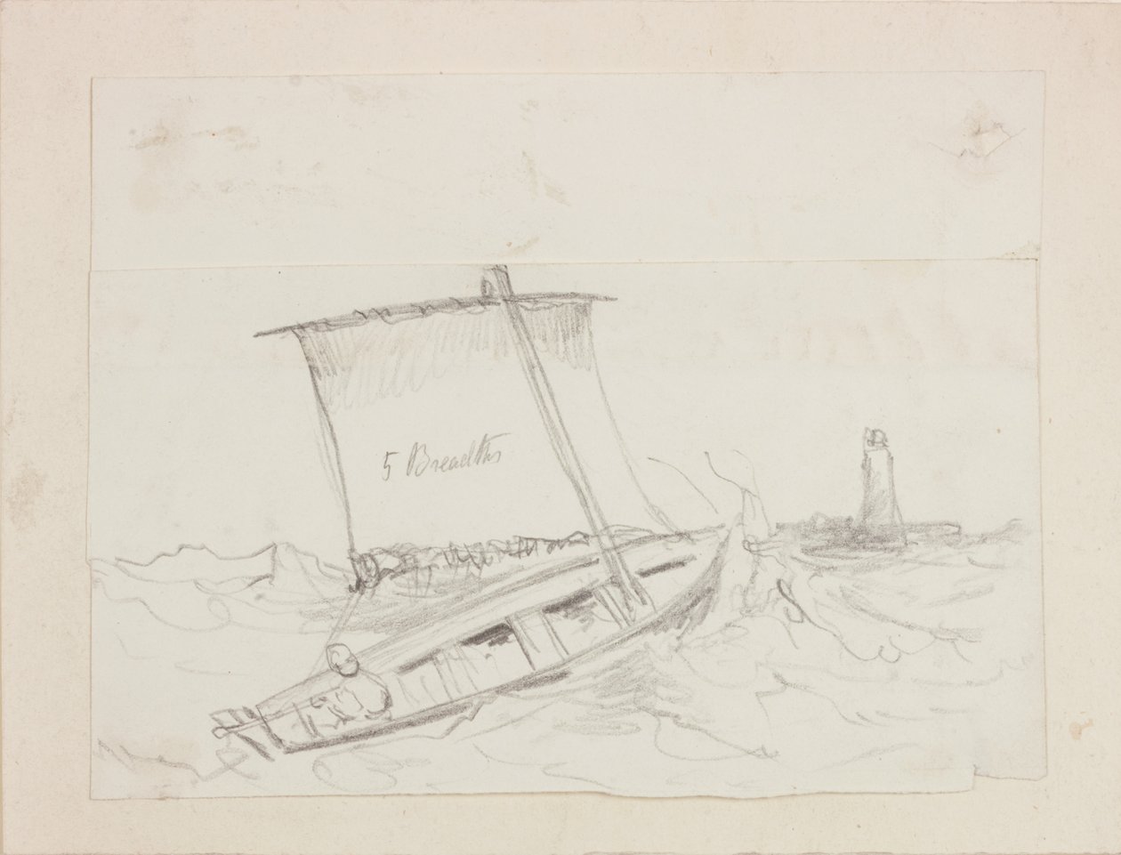Leuchtturm und Figur in einem Boot von John Wilson Carmichael