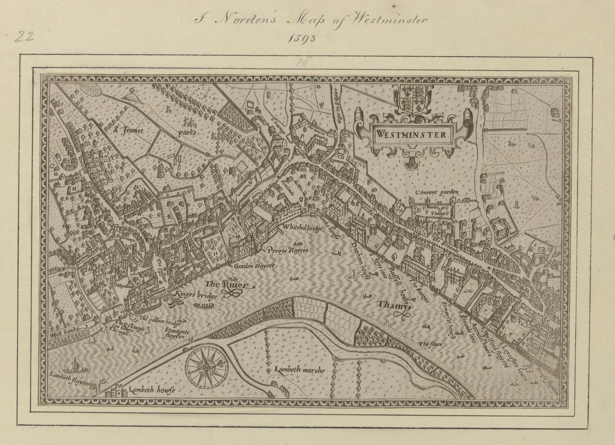 Ein Plan von Westminster von John (after) Norden