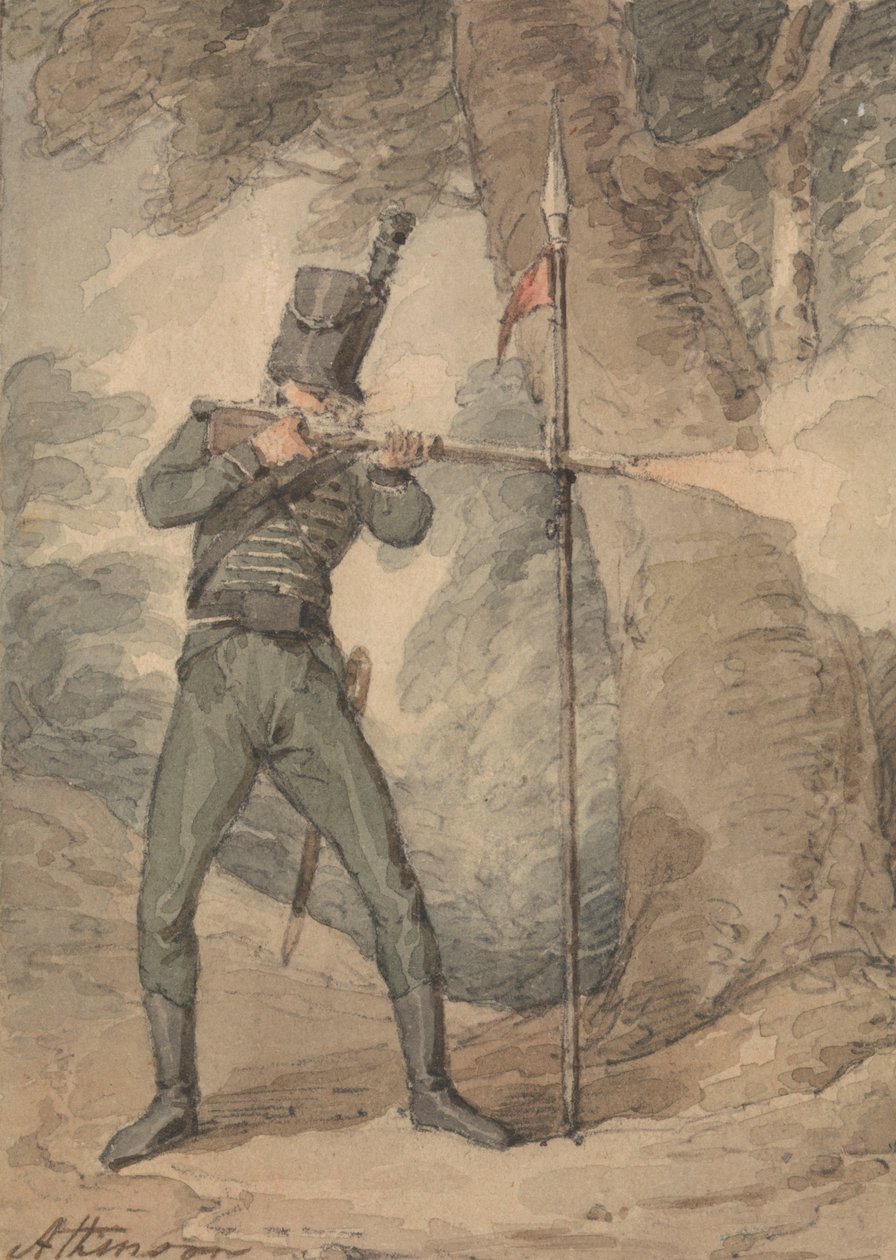 Ein Schütze beim Musketentraining von John Augustus Atkinson