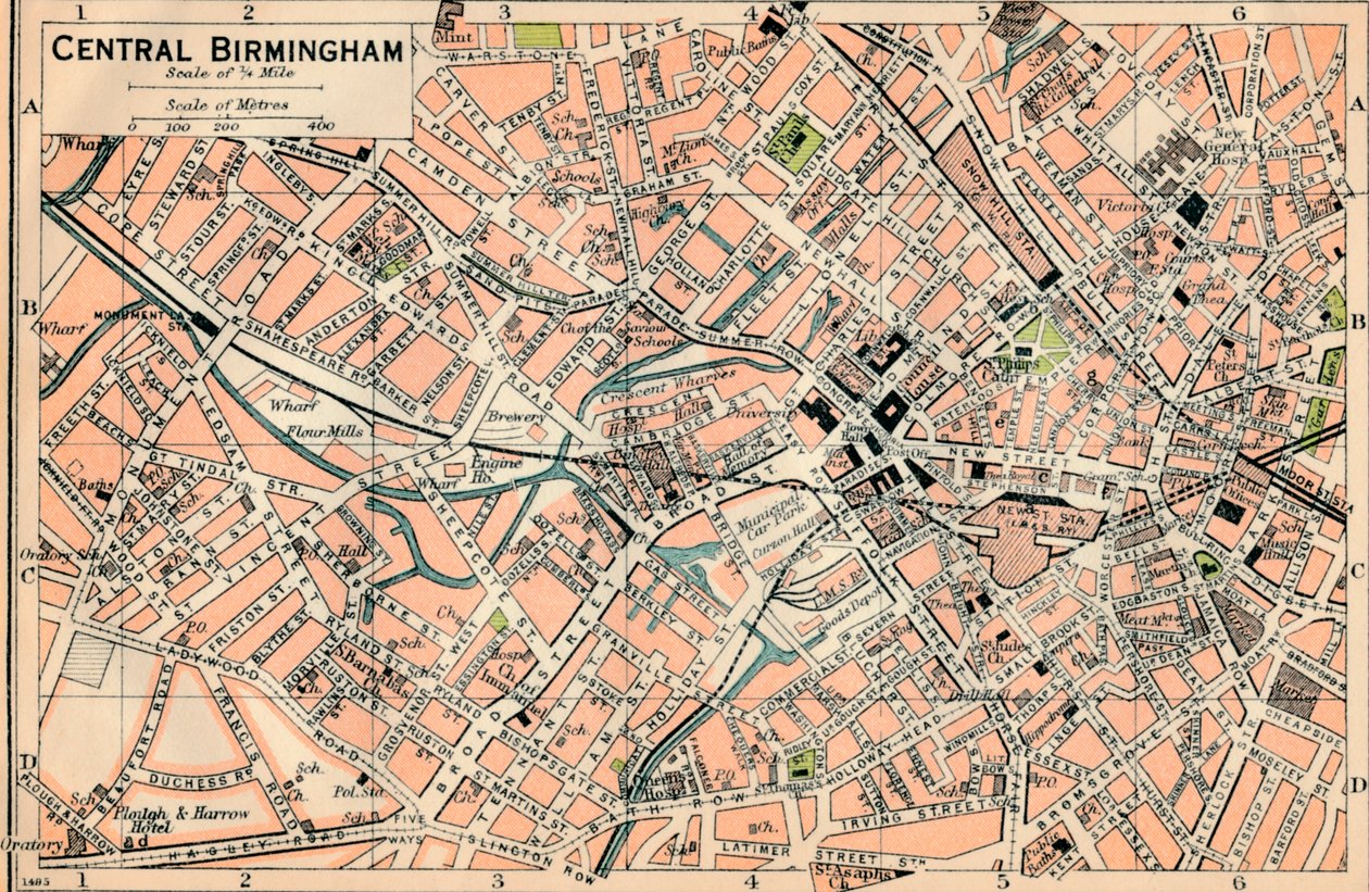 Zentral-Birmingham, 20. Jahrhundert von John Bartholomew