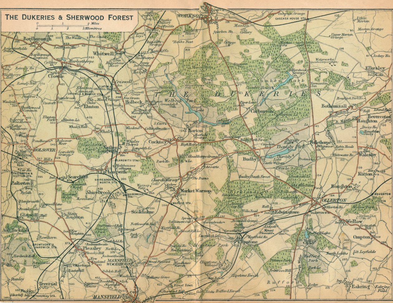 The Dukeries & Sherwood Forest, 20. Jahrhundert von John Bartholomew