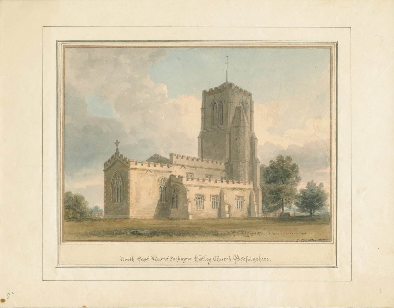 Bedfordshire - Cockayne Hatley Kirche, 1817 von John Buckler