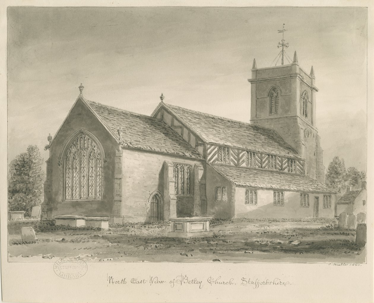 Betley Kirche (1840) von John Buckler
