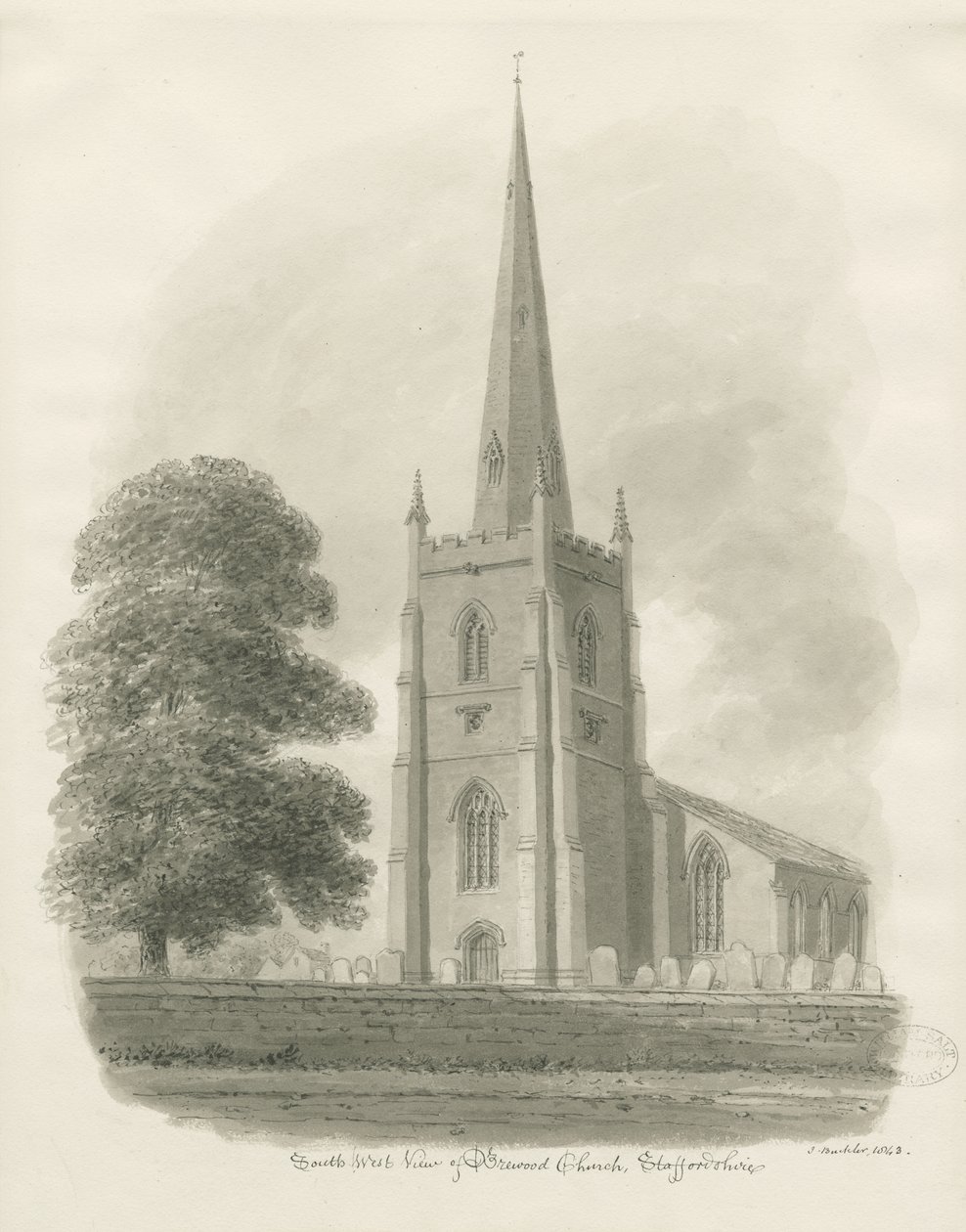Brewood Kirche von John Buckler