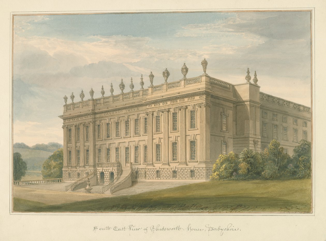Derbyshire - Chatsworth Hall von John Buckler