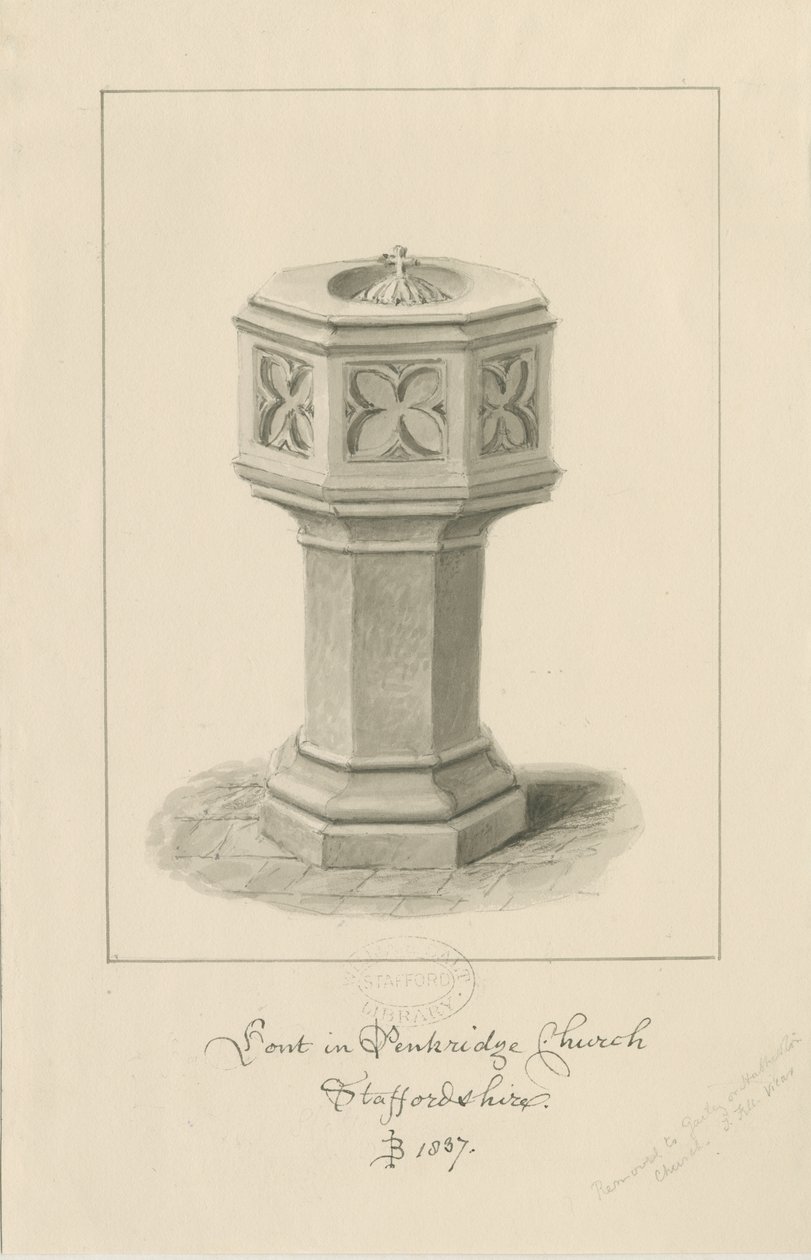 Taufbecken in der Penkridge Kirche von John Buckler
