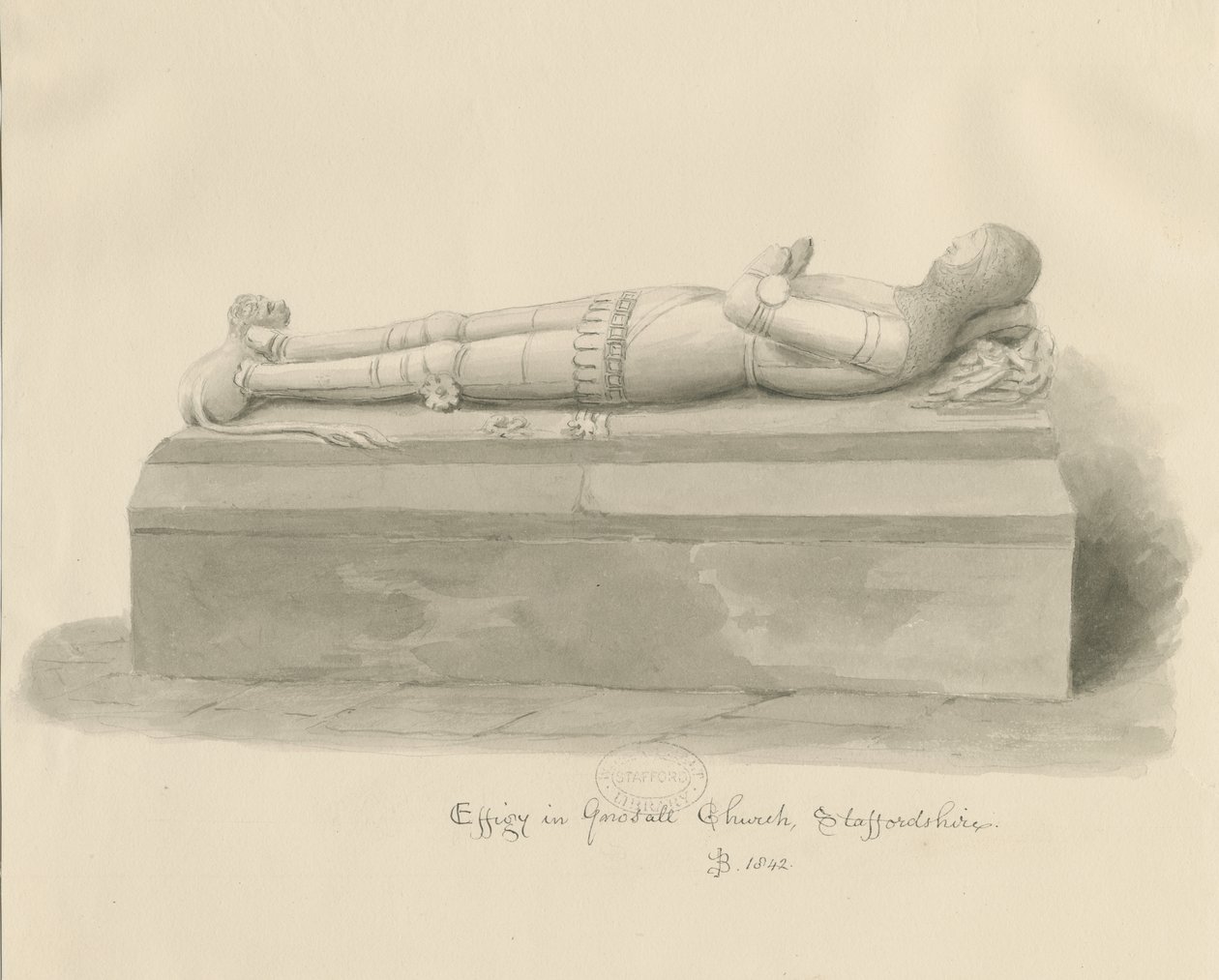 Gnosall Kirche - Effigie von John Buckler