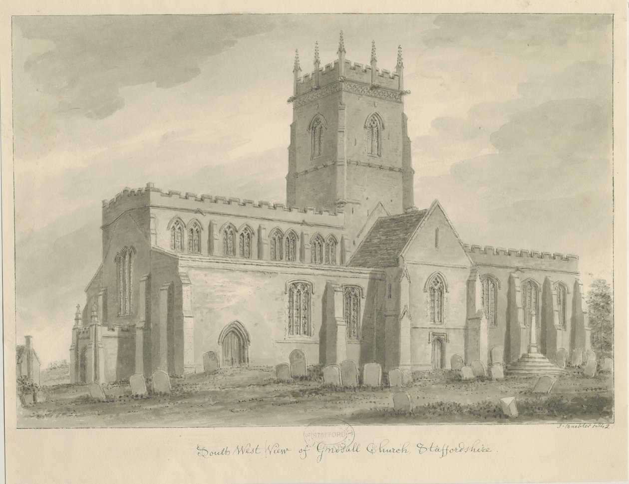 Gnosall Kirche von John Buckler