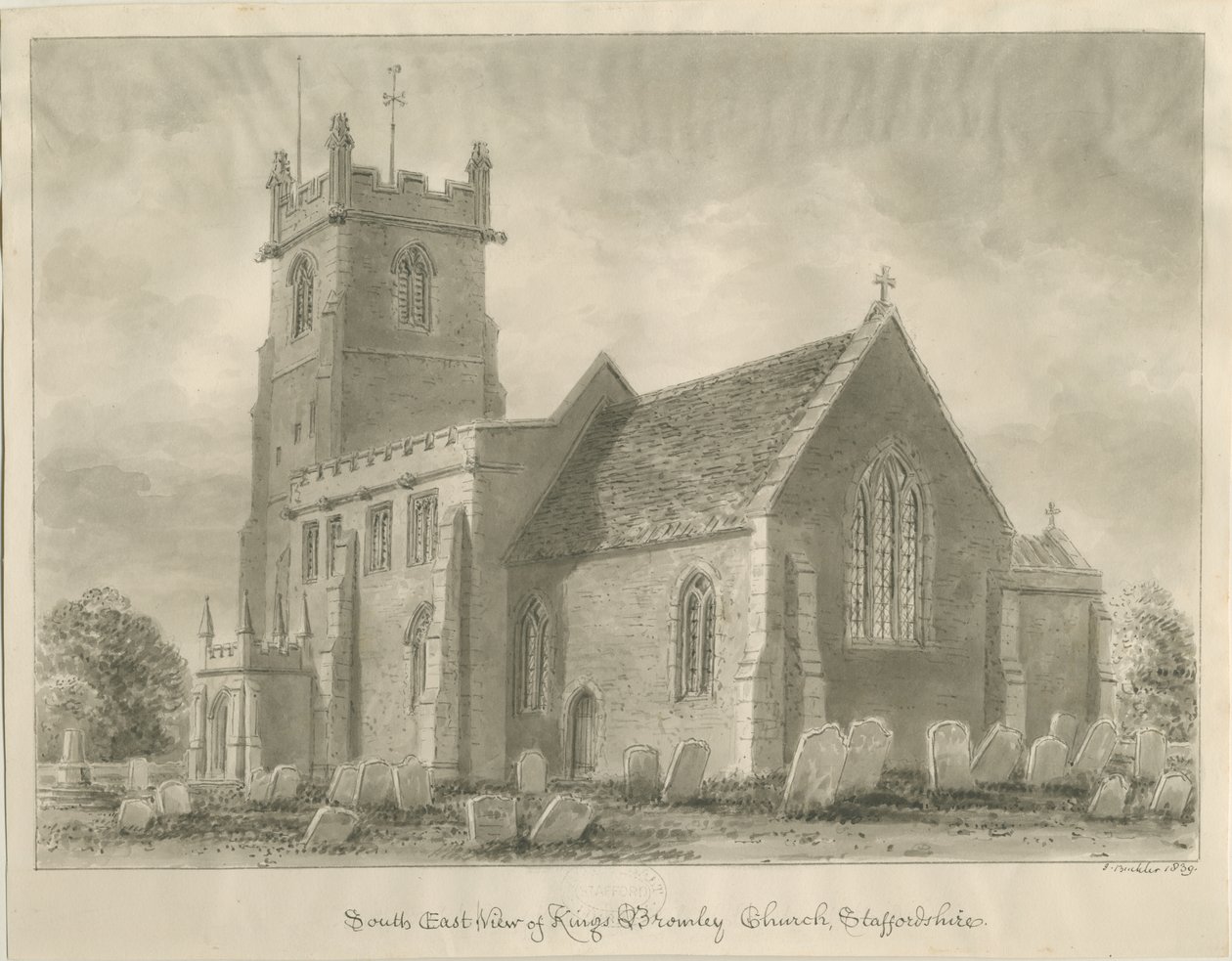 Kings Bromley Kirche von John Buckler