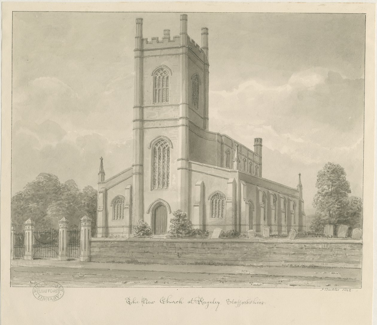 Rugeley Kirche (Neu) von John Buckler