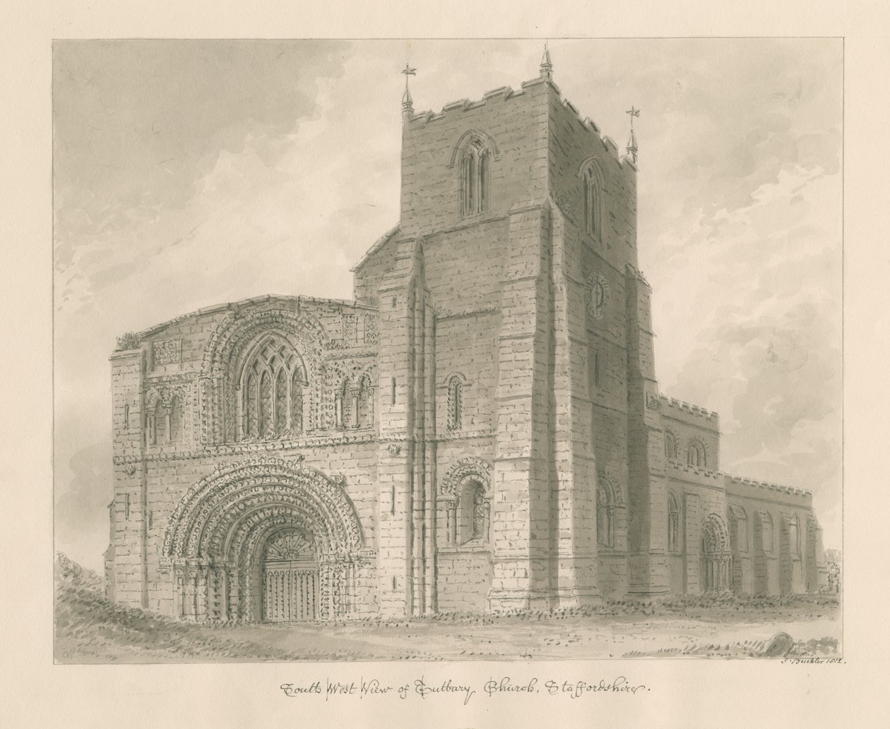 Tutbury Priory Kirche von John Buckler