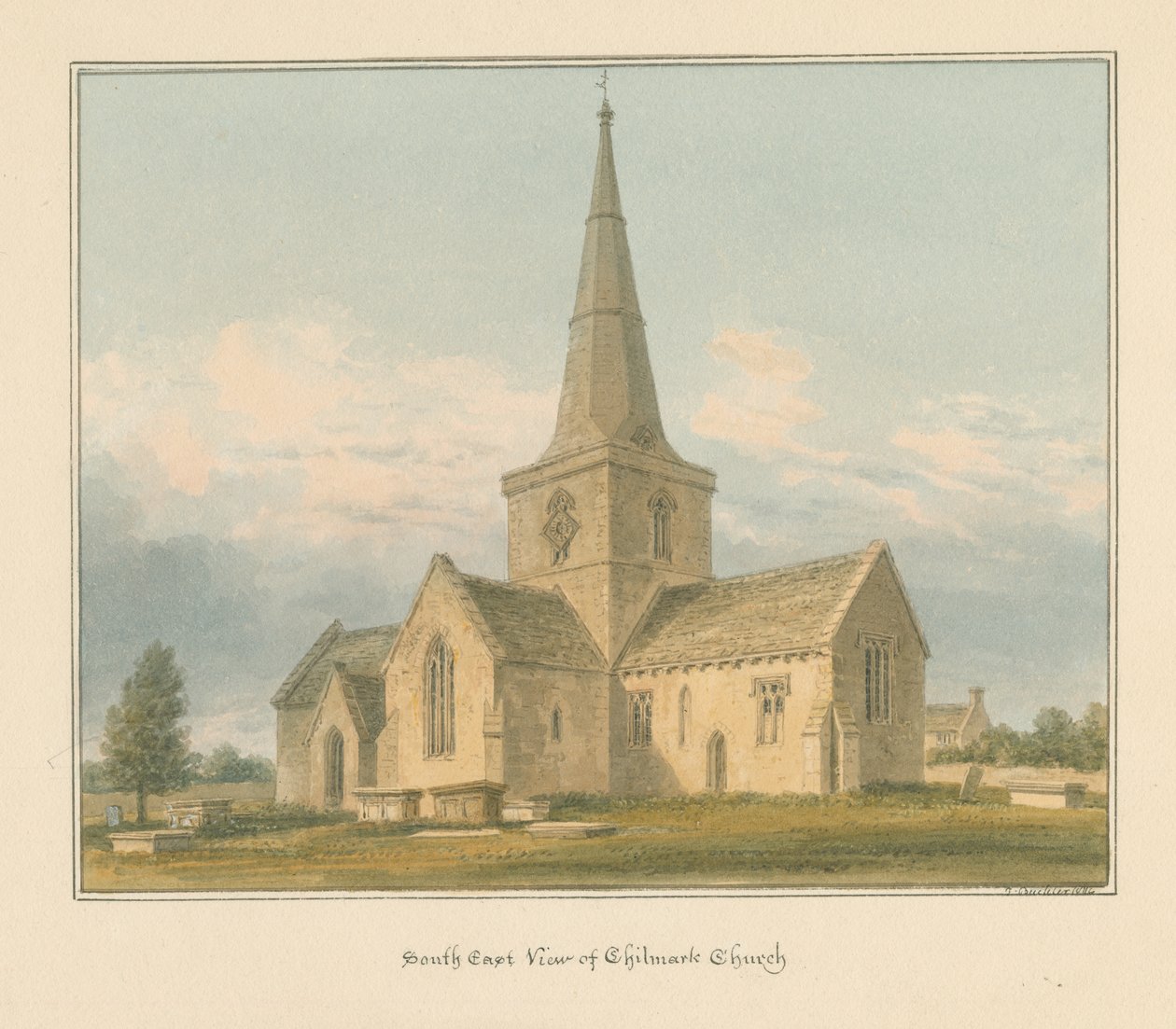 Wiltshire - Chilmark Kirche, 1814 von John Buckler