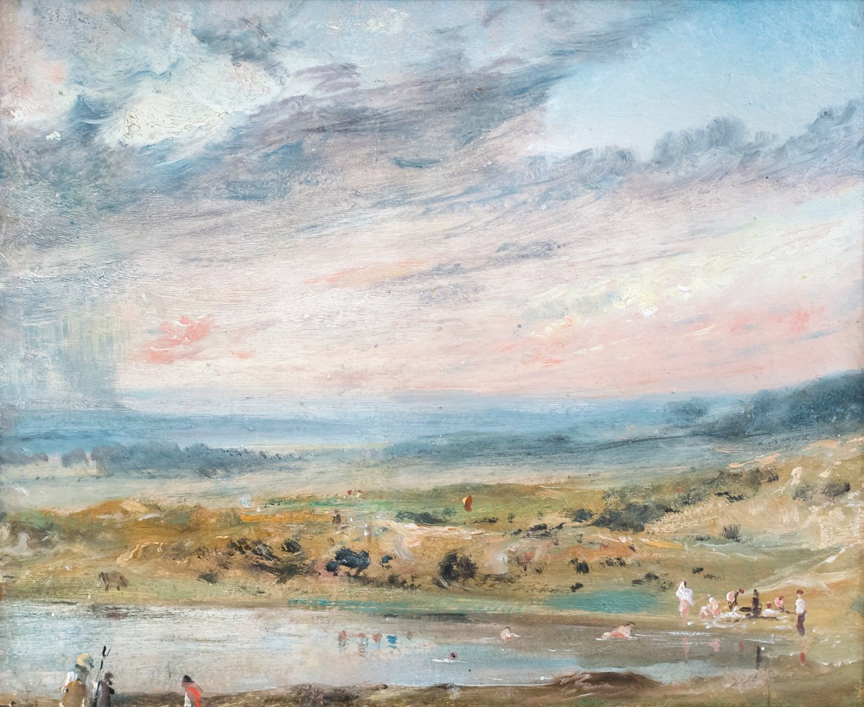 Hampstead Heath mit Teich und Badenden von John Constable