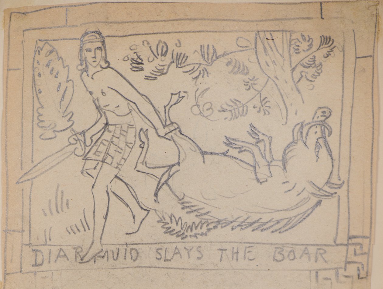 Diarmuid tötet den Eber von John Duncan