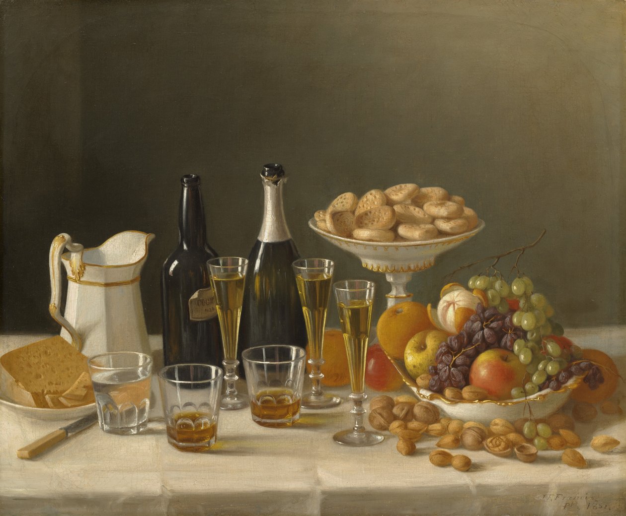 Wein, Käse und Obst, 1857 von John F. Francis