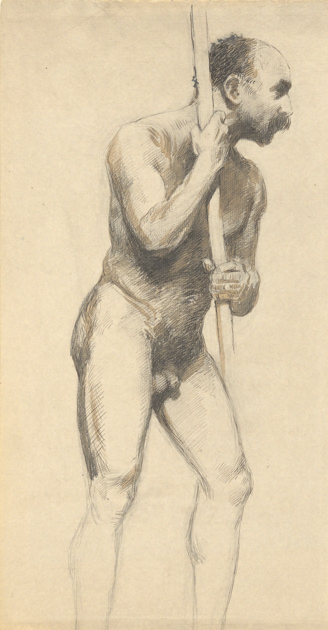 Männlicher Akt mit Stange von John Ferguson Weir