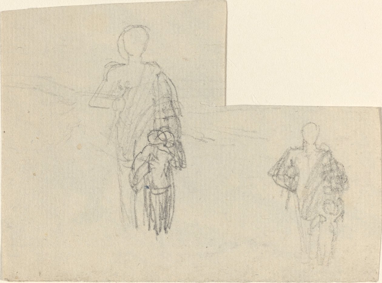 Zwei Studien einer stehenden Figur und eines Kindes von John Flaxman