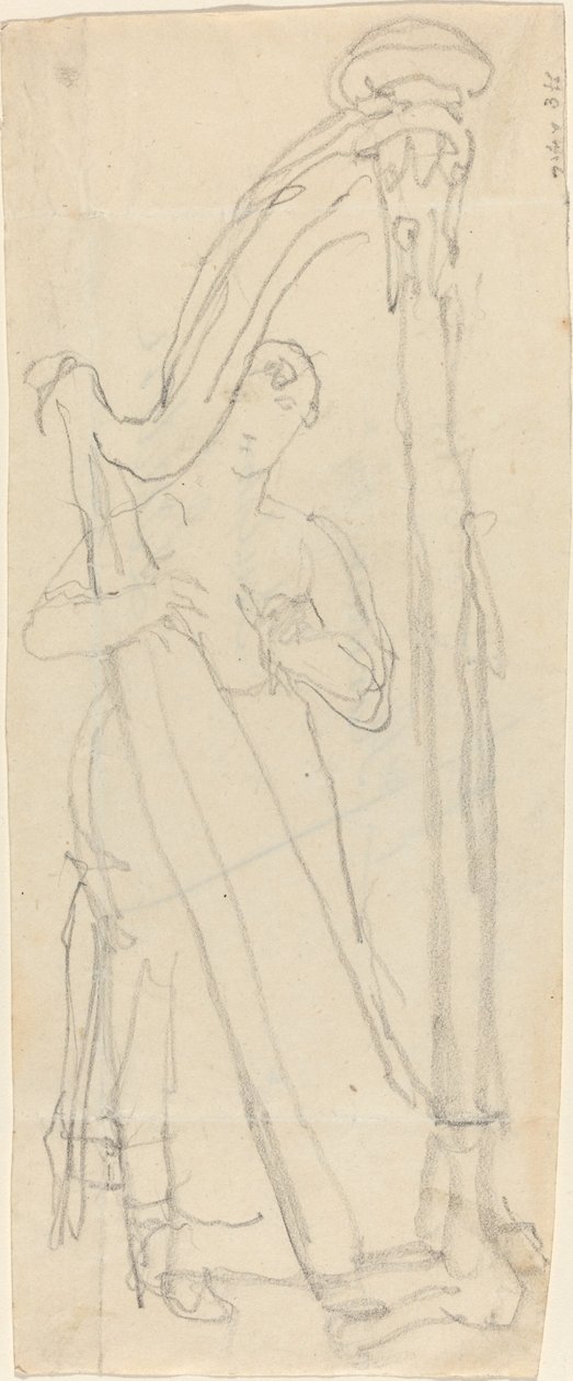 Frau spielt eine Harfe (Lavinia Banks?) von John Flaxman