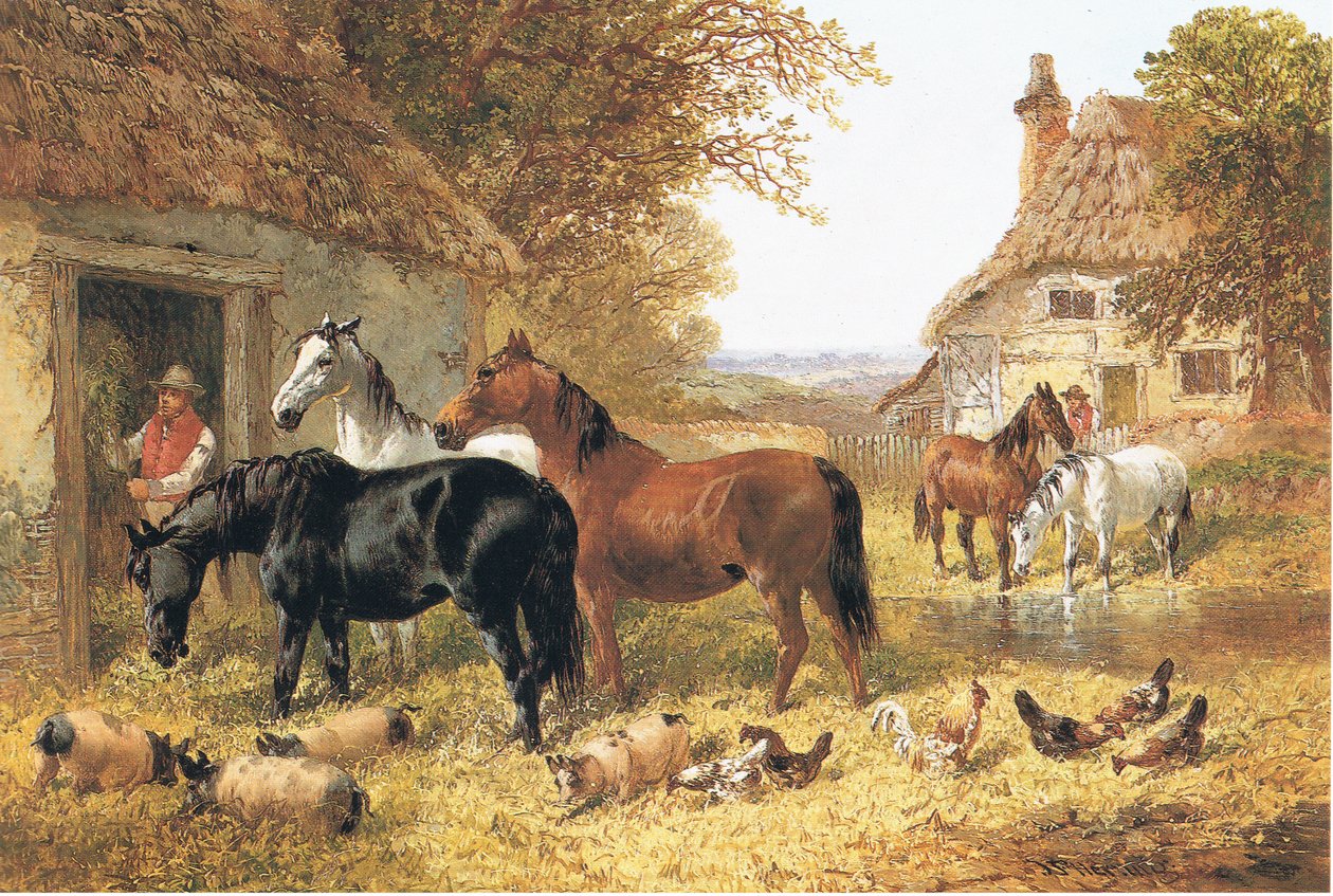 Pferde in einem Bauernhof von John Frederick Herring Junior