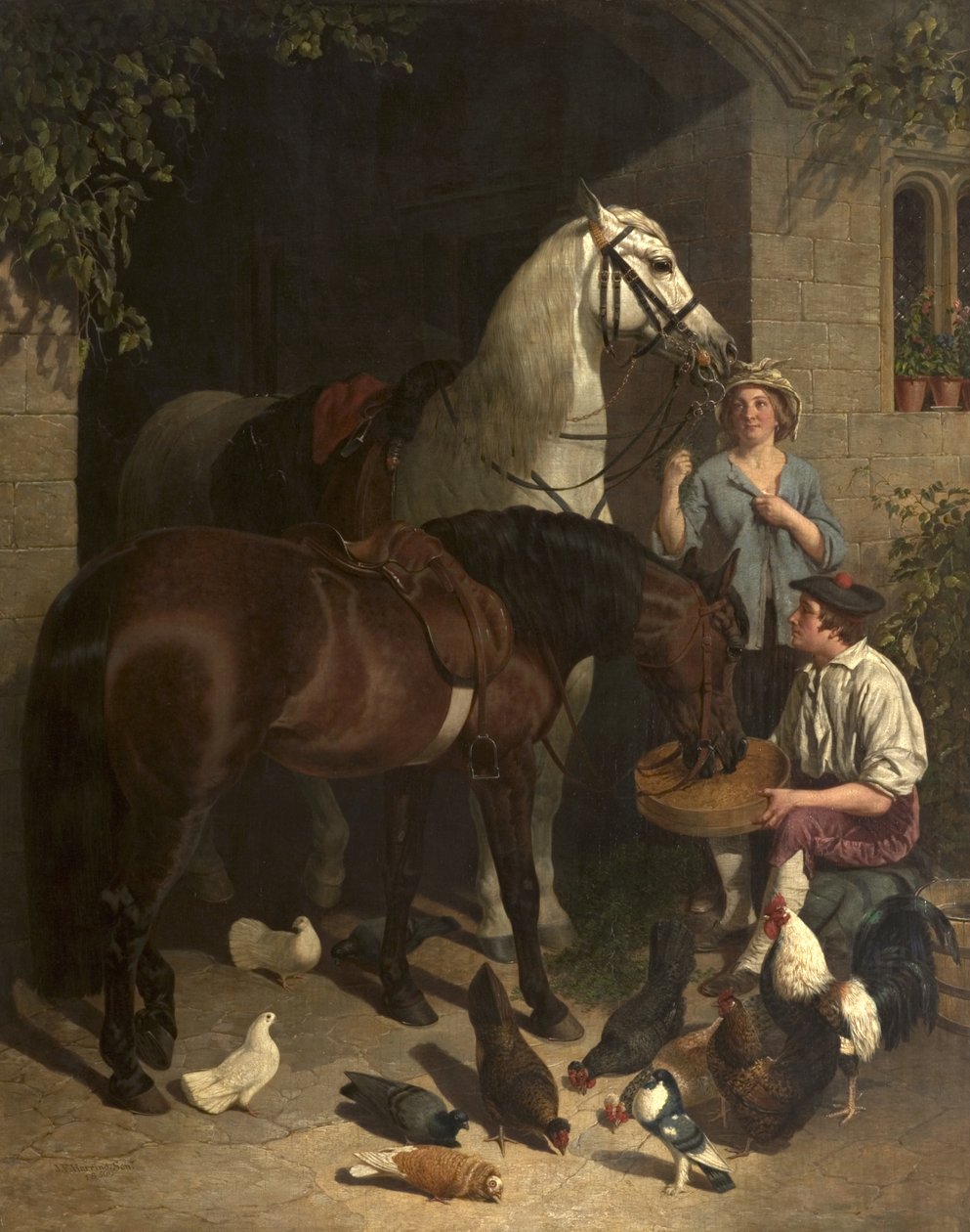 Die Pferde füttern von John Frederick Herring Senior
