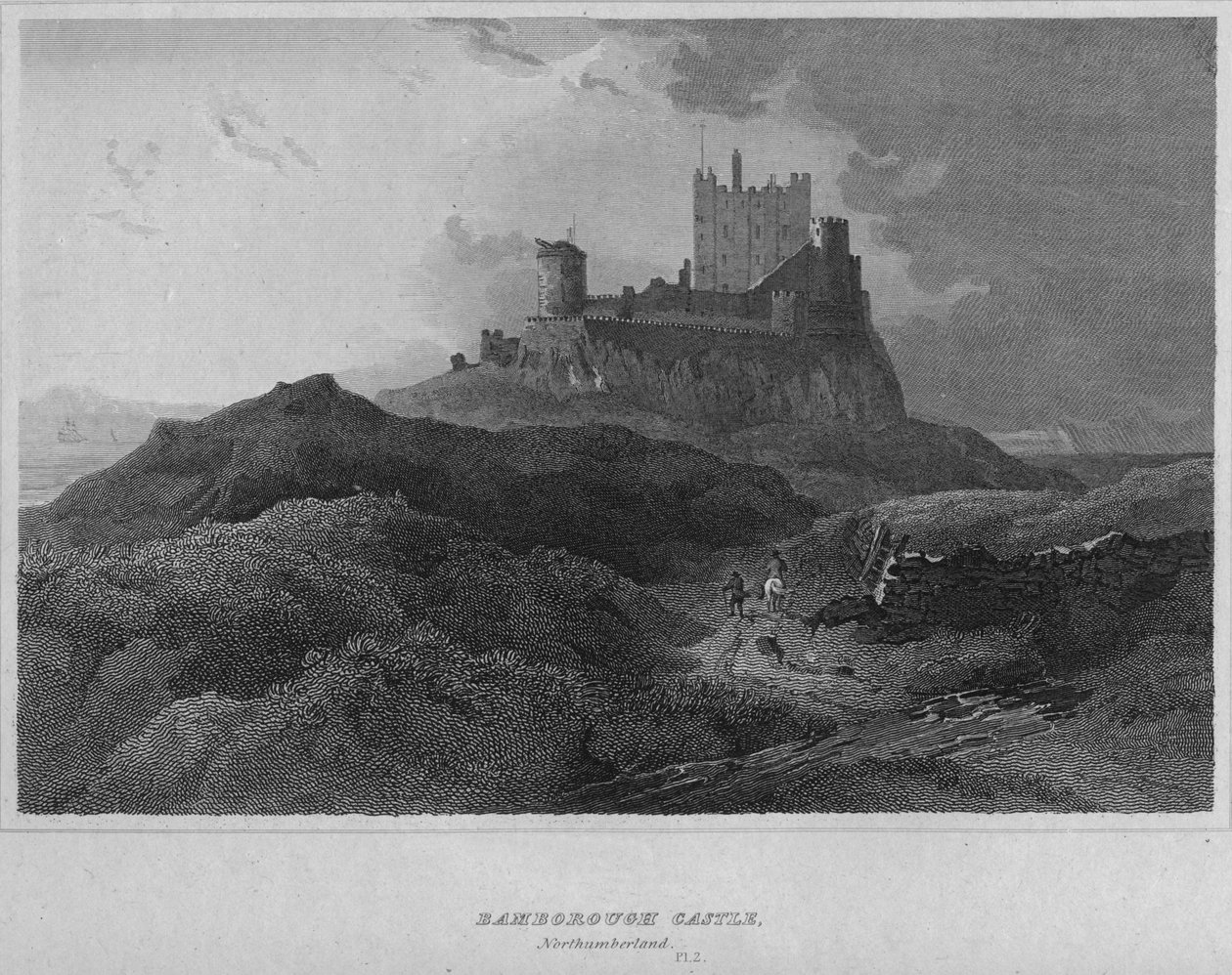 Bamborough Castle, Northumberland, 1814 von John Greig