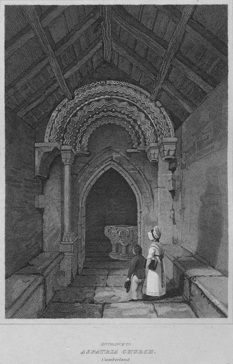 Eingang zur Aspatria-Kirche, Cumberland, 1814 von John Greig