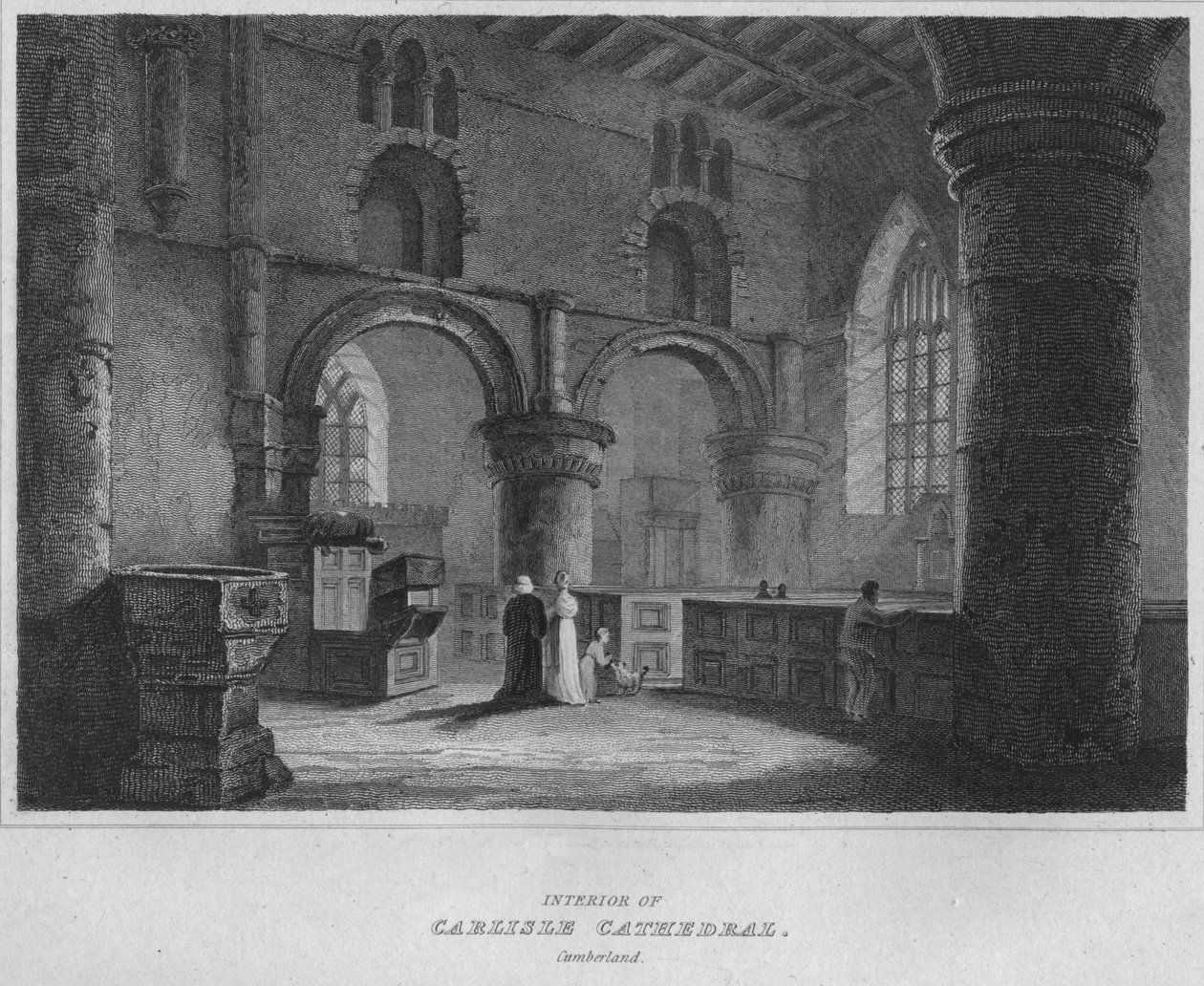 Innenansicht der Kathedrale von Carlisle, Cumberland, 1814 von John Greig