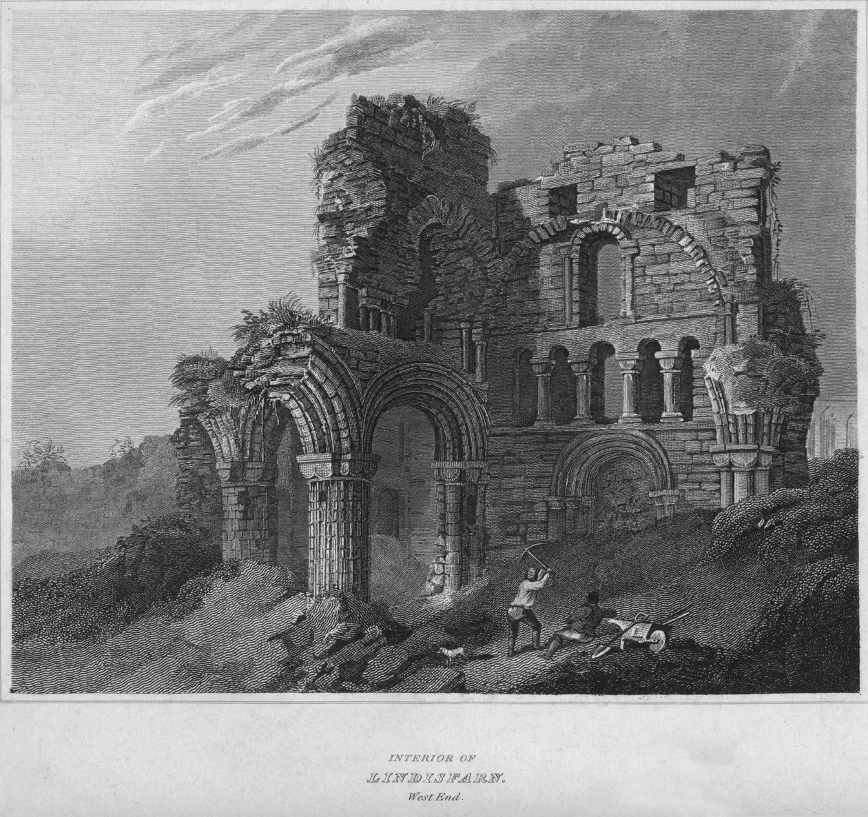 Innenansicht von Lindisfarne. Westende, 1814 von John Greig