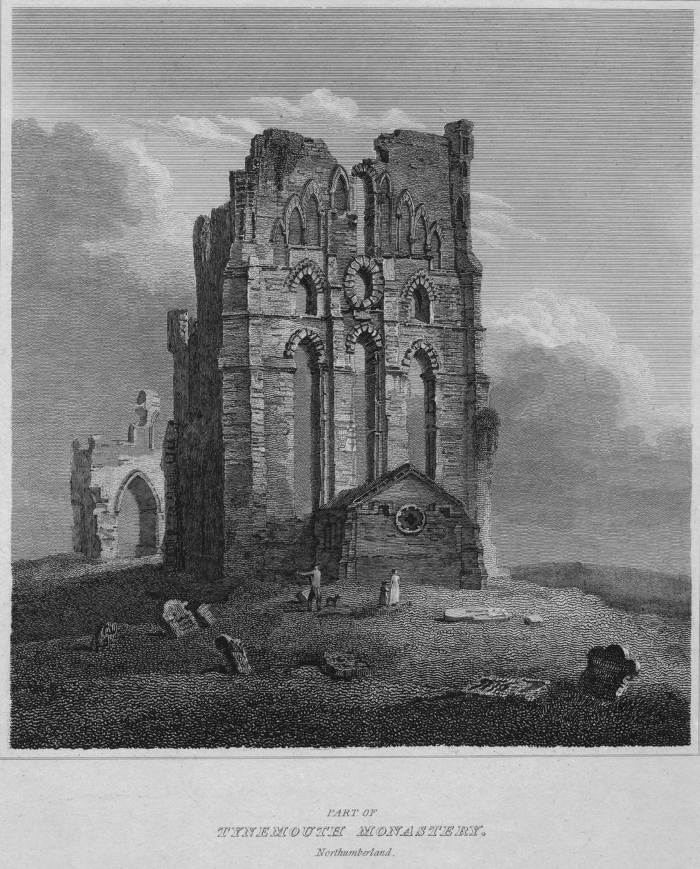 Teil des Klosters Tynemouth. Northumberland, 1814 von John Greig