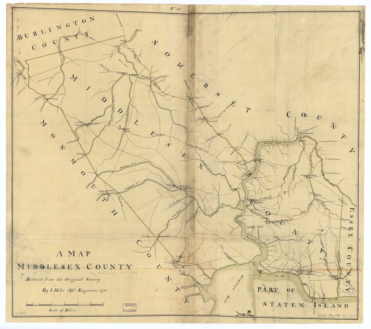 Eine Karte, Middlesex County von John Hills